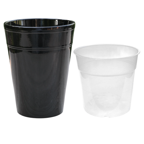 Doniczka Orchid Linea 13cm czarna z wkładem - 1.png