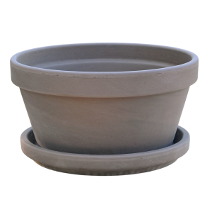 Doniczka ceramiczna gliniana Misa K Bazalt 22cm z podstawką - z terakoty
