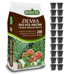 Zestaw do uprawy sadzonek iglaków - doniczki P11 x20 + ziemia Biovita 20L