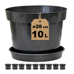 Doniczki 10L 28cm OK RS10 z podstawkami x10szt. - na pomidory ogórki iglaki