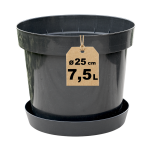 Doniczka 7,5L 25cm RS7.5 okrągła z podstawką - na pomidory ogórki paprykę