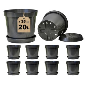 Doniczki 20L 35cm RS20 z podstawkami x 10szt. - do uprawy pomidorów ogórków