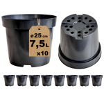 Doniczki produkcyjne 7,5L 25cm okrągłe x 10szt. na choinki pomidory krzewy