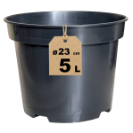 Doniczka produkcyjna 5L 23cm RS5R czarna z rantem - solidna donica uprawowa