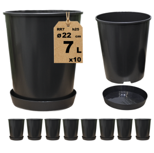 Doniczki produkcyjne wysokie DonKwiat RR7 7L 22cm OK z podstawkami x 10szt.