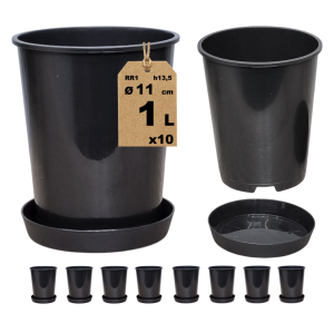 Doniczki produkcyjne wysokie DonKwiat RR1 11cm okrągłe z podstawkami 10szt.