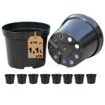 Doniczki produkcyjne 14cm 1,1L x 10 - okrągłe czarne plastikowe, Donplast