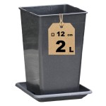 Doniczka produkcyjna szkółkarska 2L 12cm KWADRATOWA WYSOKA z PODSTAWKĄ