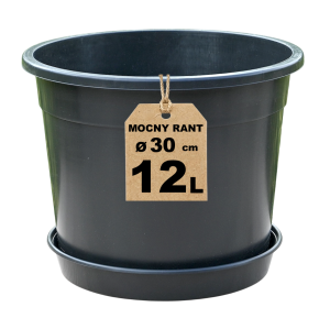 Doniczka produkcyjna 12L 30cm RS12R okrągła z mocnym rantem i podstawką