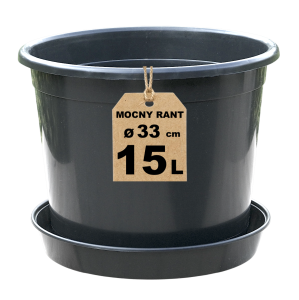 Doniczka produkcyjna 15L 33cm RS15R okrągła z mocnym rantem i podstawką