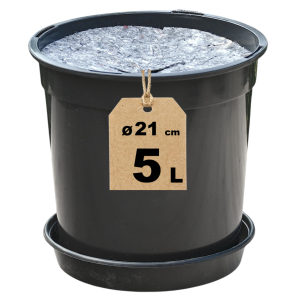 Doniczka produkcyjna RH5A 5L 21cm okrągła wysoka z podstawką i ściółką