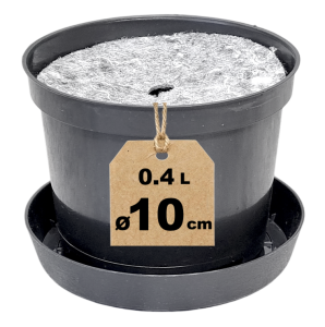 Doniczka produkcyjna 0,4L 10cm OK z podstawką i osłoną filcową ściółkującą