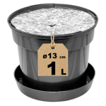 Doniczka produkcyjna 1L 13cm OK z podstawką i osłoną filcową ściółkującą