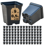 Doniczki produkcyjne P9 0,5L 9cm na rozsady i sadzonki DonKwiat S0.5D x 100