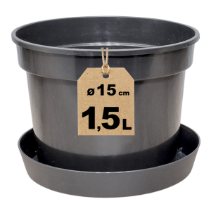 Doniczka plastikowa RS1.5 1,5L 15cm OK z podstawką, na sadzonki iglaków tui