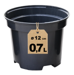 Doniczka produkcyjna 12cm 0,7L okrągła RS0.7A na pelargonie surfinie kwiaty