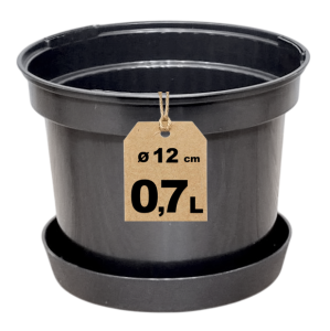 Doniczka RS0.7A 0,7L 12cm okrągła z podstawką - do domowej uprawy sadzonek