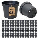 Doniczki produkcyjne 9cm 0,3L RS0.3 okrągłe czarne x 100szt.