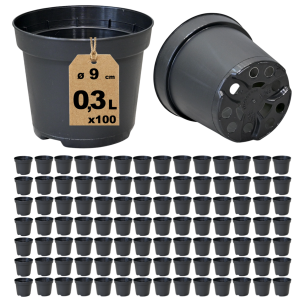 Doniczki produkcyjne 9cm 0,3L RS0.3 okrągłe czarne x 100szt.