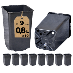 Doniczki produkcyjne kwadratowe wysokie 9cm 0,8L HS0.8A x 10 szt.
