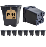 Doniczki produkcyjne P11 kwadratowe 1L 11cm S1A x10 na krzewy byliny iglaki