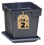 Doniczka produkcyjna P14 z podstawką 2L 14cm S2A do domowej uprawy sadzonek