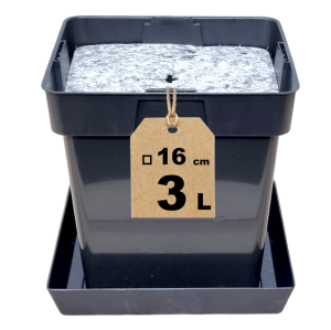 Doniczka produkcyjna 3L 16cm KW z podstawką i włókniną filcową ściółkującą