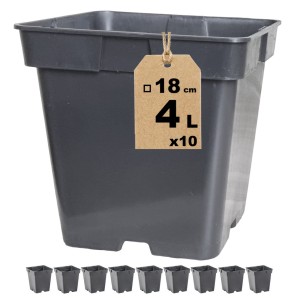 Doniczki produkcyjne kwadratowe 4L 18cm S4A x10 - do iglaków bylin krzewów