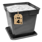 Doniczka produkcyjna 4L 18cm KW z podstawką + osłona filcowa ściółkująca