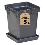 Doniczka produkcyjna kwadratowa z podstawką 5L 18cm HS5A na krzewy i iglaki
