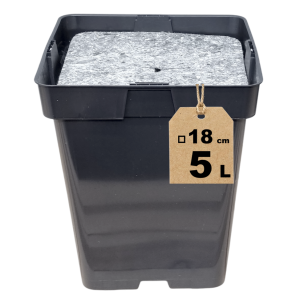 Doniczka produkcyjna kwadratowa 5L 18cm HS5A z osłoną filcową ściółkującą