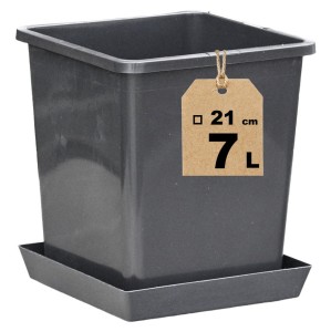 Doniczka produkcyjna kwadratowa 7L 21cm HS7 z podstawką - na róże i krzewy