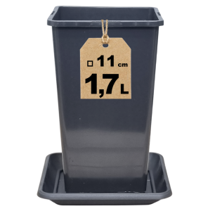 Doniczka produkcyjna wysoka kwadratowa 1,7L 11cm HS1.7A z podstawką