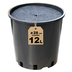 Doniczka produkcyjna wysoka 12L 28cm RH12 z osłoną filcową ściółkującą