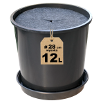 Doniczka produkcyjna wysoka 12L 28cm RH12 ze ściółką filcową i podstawką