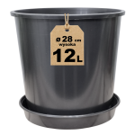 Doniczka produkcyjna wysoka z podstawką 12L 28cm RH12 - na róże krzewy tuje