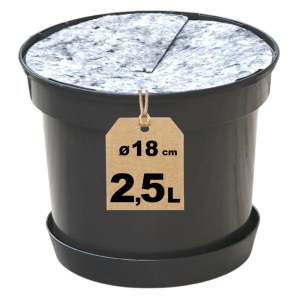 Doniczka produkcyjna 2,5L 18cm RS2.5A z podstawką i ściółką filcową