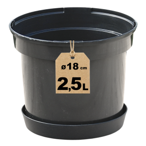 Doniczka produkcyjna z podstawką 2,5L 18cm RS2.5A na byliny krzewy iglaki