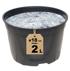Doniczka produkcyjna niska 2L 18cm RL2 z osłoną filcową ściółkującą