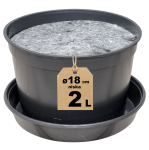 Doniczka produkcyjna niska 2L 18cm RL2 z osłoną filcową i podstawką
