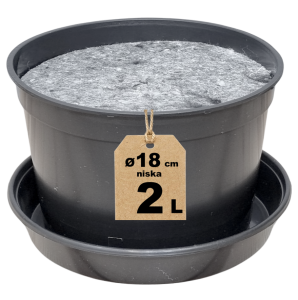 Doniczka produkcyjna niska 2L 18cm RL2 z osłoną filcową i podstawką