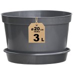 Doniczka produkcyjna niska z podstawką 3L 20cm RL3 na berberysy i azalie