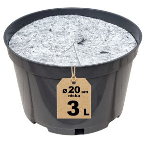 Doniczka produkcyjna niska 3L 20cm RL3 z osłoną filcową ściółkującą