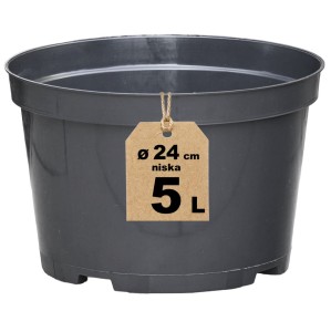 Doniczka produkcyjna niska 5L 24cm RL5 na jałowce wrzosy berberysy azalie