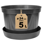 Doniczka produkcyjna niska z podstawką 5L 24cm RL5 na berberysy i azalie