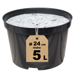 Doniczka produkcyjna niska 5L 24cm RL5 z osłoną filcową ściółkującą