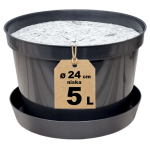 Doniczka produkcyjna niska 5L 24cm RL5 z osłoną filcową i podstawką