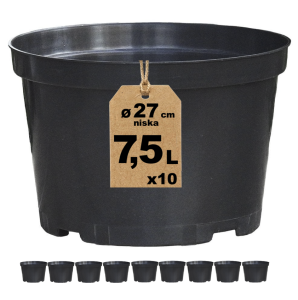 Doniczki produkcyjne niskie 7,5L 27cm RL7.5 x10 na azalie i rododendrony