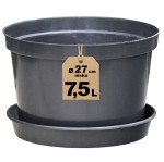 Doniczka produkcyjna niska z podstawką 7,5L 27cm RL7.5 na azalie i krzewy