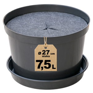 Doniczka produkcyjna niska 7,5L 27cm RL7.5 z osłoną filcową i podstawką